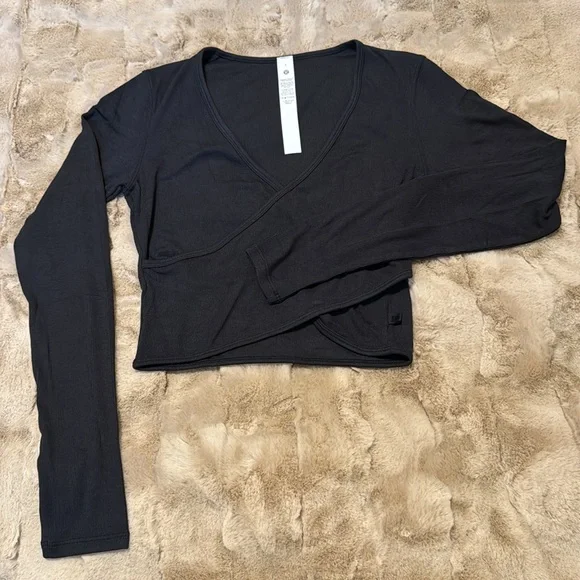Wrap-Front Ribbed Long Sleeve Top - Picture 6 of 9